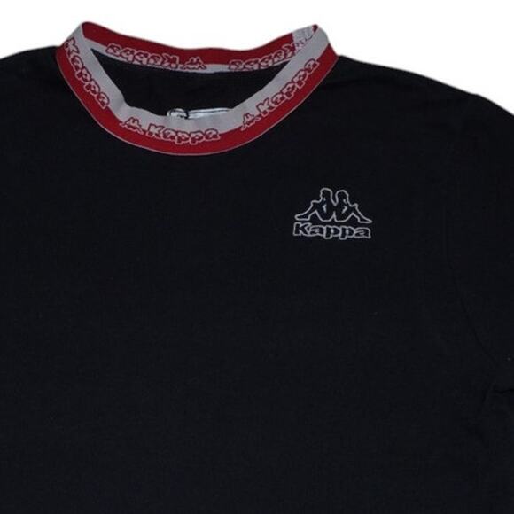 Kappa Black T-Shirt Men’s Small Logo Collar Detail Streetwear Tee - Picture 5 of 5